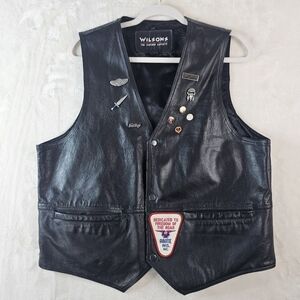 Harley Davidson Pin Leather Vest by Wilsons Leather Large Men’s Biker HD Moto